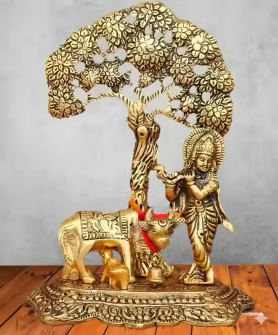 ✨ Krishna with Cow Metal Idol  ✨