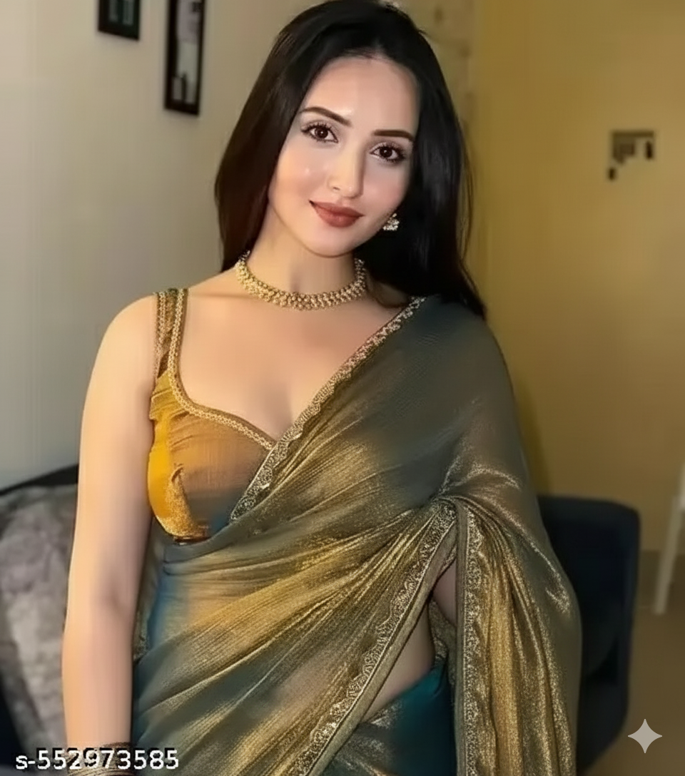 ✨ Saree with Stone Work & Rama Green Border ✨