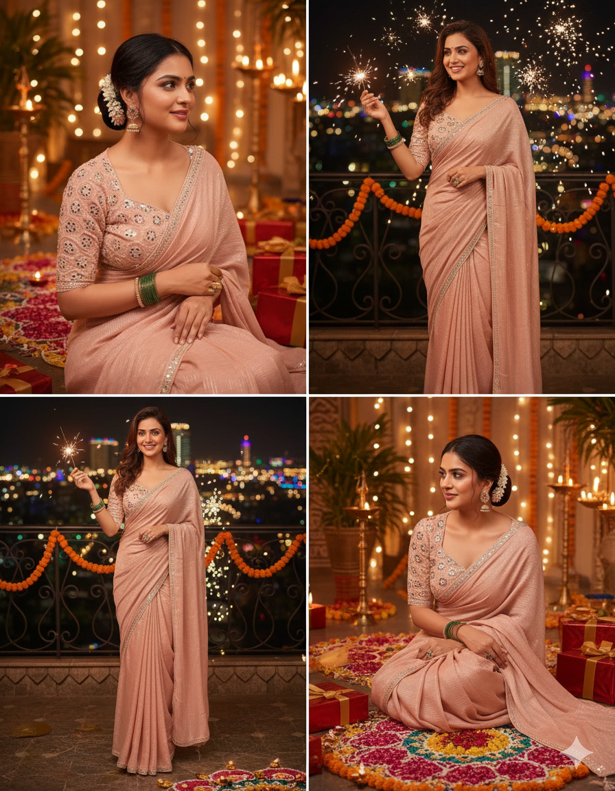 ✨ Shimmer Georgette Saree with Embroidered Blouse ✨