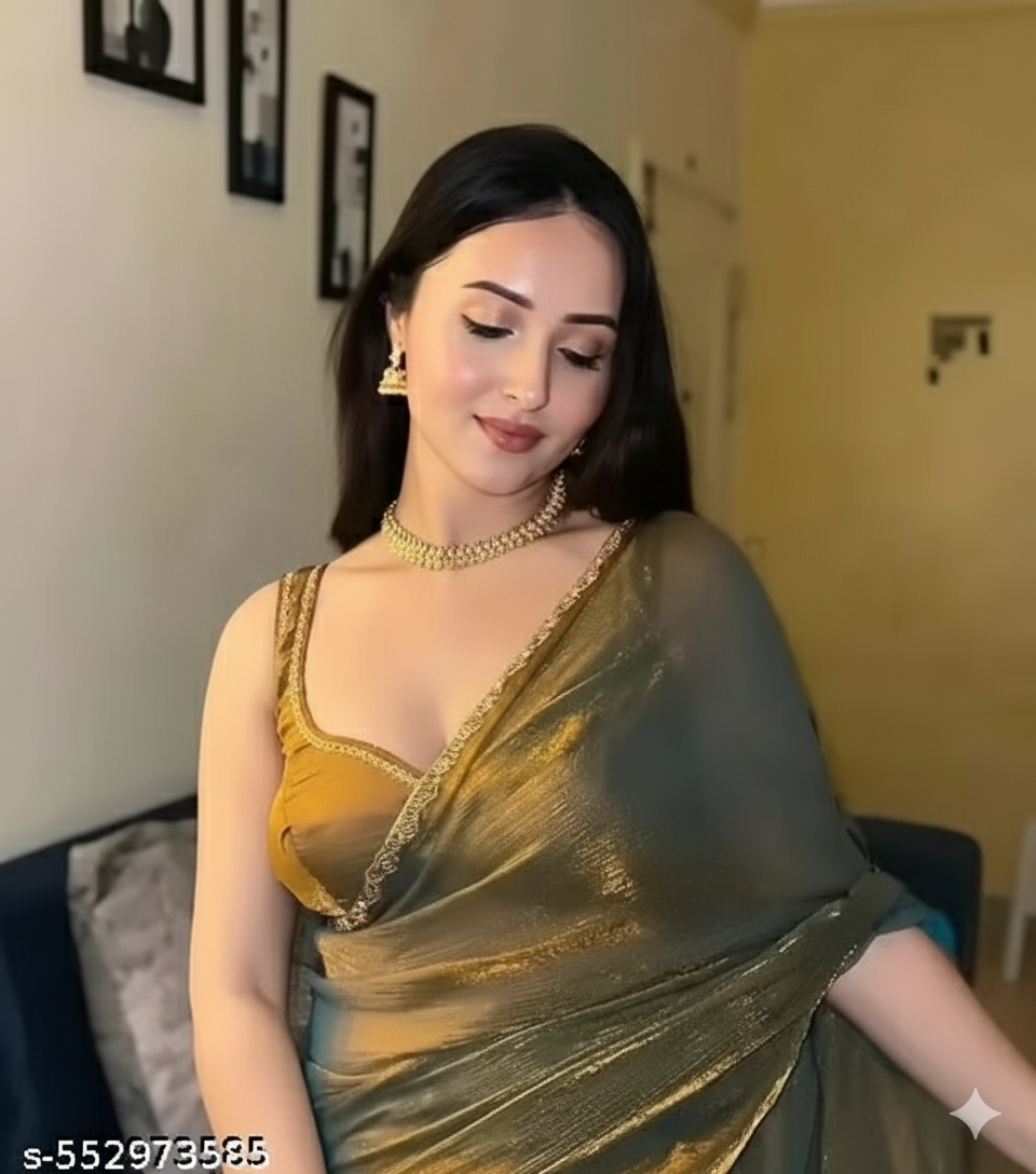 ✨ Saree with Stone Work & Rama Green Border ✨