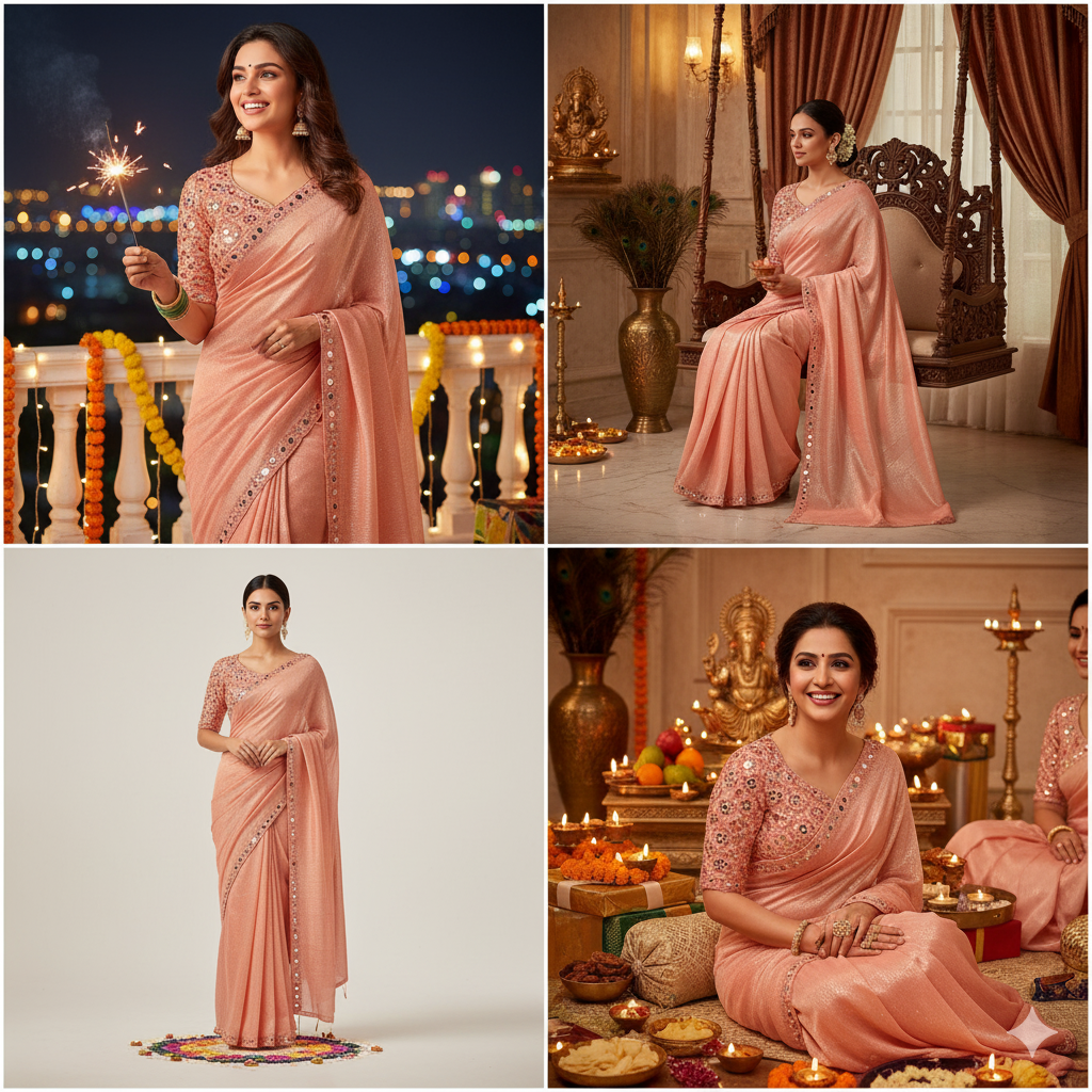 ✨ Shimmer Georgette Saree with Embroidered Blouse ✨