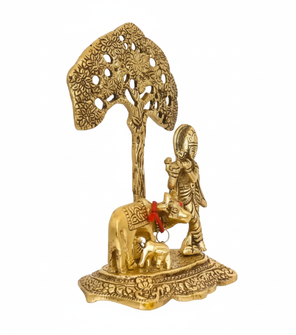 ✨ Krishna with Cow Metal Idol  ✨