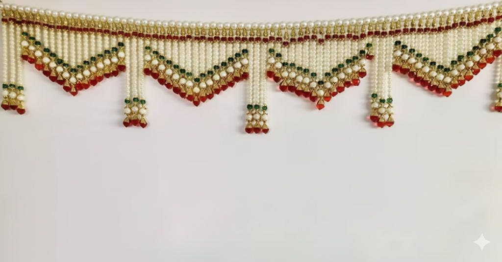 ✨ Pearl & Crystal Beaded Door Toran ✨