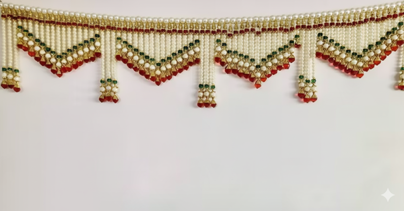 ✨ Pearl & Crystal Beaded Door Toran ✨