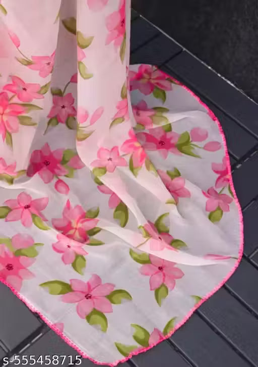 🌸 Floral Printed Chiffon Saree with Matching Blouse 🌸